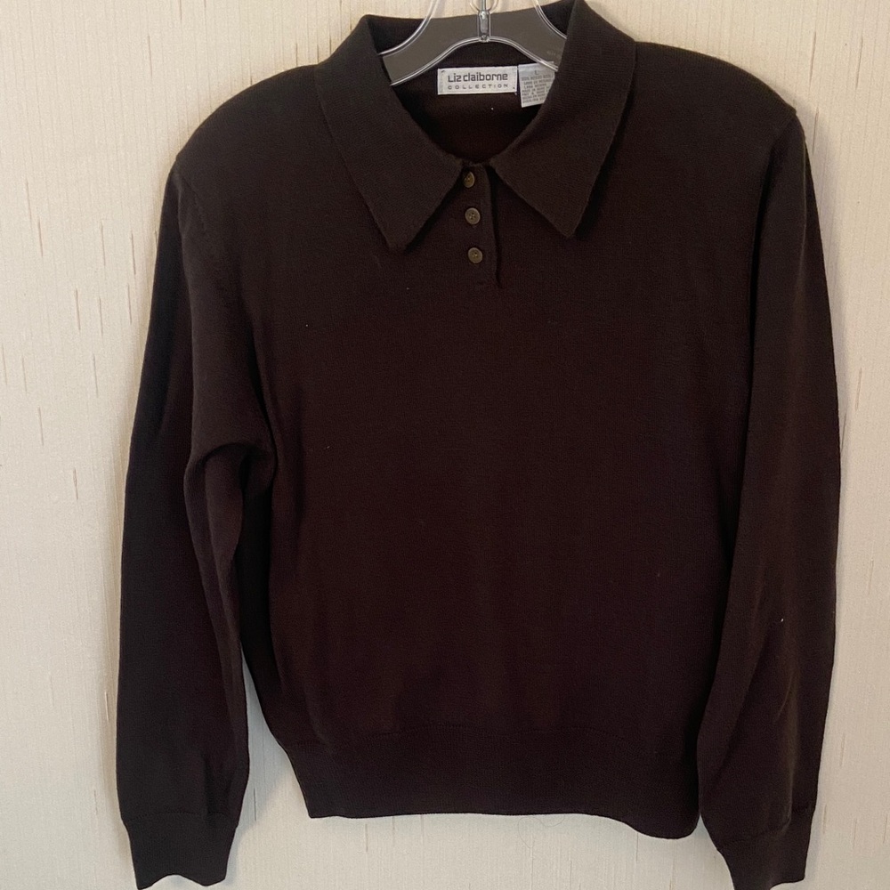 Liz Claiborne Women's Dark Brown V-Neck Sweater